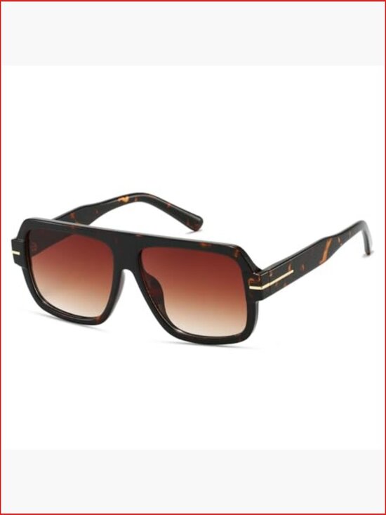 Retro Aviator Sunglasses Trendy Rectangle Square Shades UV Protection Unisex main image 7